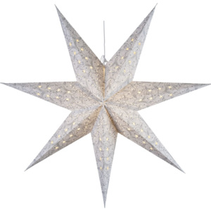 Závesná svietiaca hviezda White/silver 115 cm