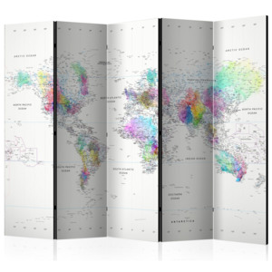 Paraván - Room divider – White-colorful world map 225x172