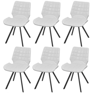 Jedálenská stolička z umelej kože, 6 ks, biela