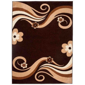 Kusový koberec Kvety na vlnách hnedý, Velikosti 60x100cm