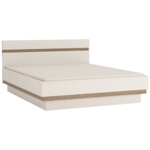 Extom Linate posteľ 160 cm typ 92 biely vysoký lesk / dub truflový
