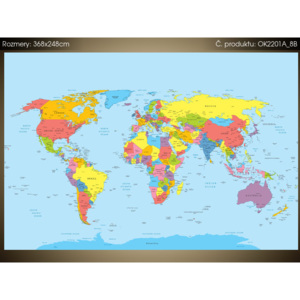 Samolepiaca fólia Veľká mapa sveta 368x248cm OK2201A_8B (Rôzne varianty)