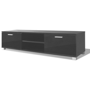 Lesklý TV stolík, čierny, 140 x 40.3 x 34.7 cm