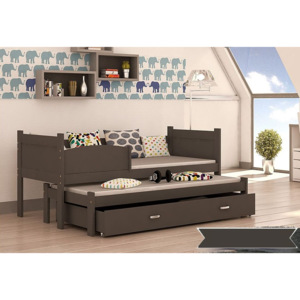 Detská posteľ SWING P2 color + matrac + rošt ZADARMO, 184x80 cm, šedá/šedá