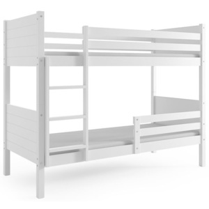 Poschodová posteľ CLARE + matrac + rošt ZADARMO, 200x90 cm, bielý, biela