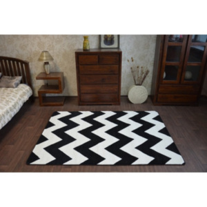 FA66 Moderný koberec SKETCH čierno-biely Cikcak 80x150 cm