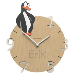 Dětské nástěnné hodiny s vlastním jménem CalleaDesign tučňák 36cm