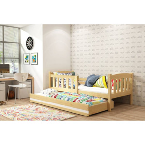 Detská posteľ s prístilkou FERDA, 80x190, borovica/biela