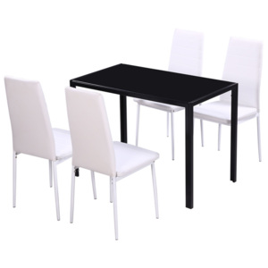 Kuchynský set - 4 biele stoličky a 1 stôl s moderným dizajnom
