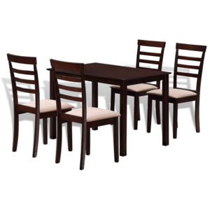 Hnedo krémový kuchynský set z masívu - stôl a 4 stoličky