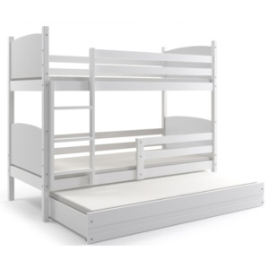Poschodová posteľ s prístilkou BOBÍK 3, 80x160, biela/biela