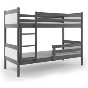 Poschodová posteľ BALI + matrac + rošt ZADARMO, 190x80 cm, grafit/biely