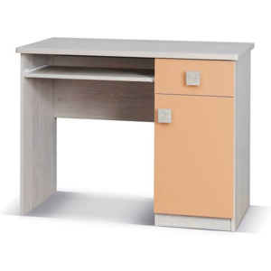 Písací stôl SPARTAN, 76x100x50 cm, dub santana/pomaranč