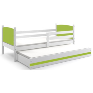 Detská posteľ s prístilkou BOBÍK 2, 80x190, biela/zelená