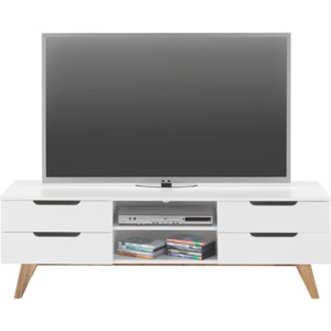 MÖMAX modern living Tv Stolík Durham biela, prírodné farby 150/47,5/45 cm