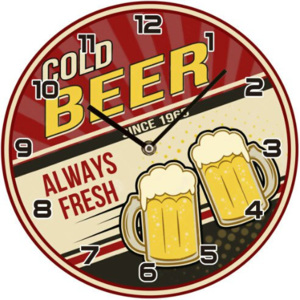 Postershop Nástenné sklenené hodiny: Cold Beer Since 1965 - 30 cm