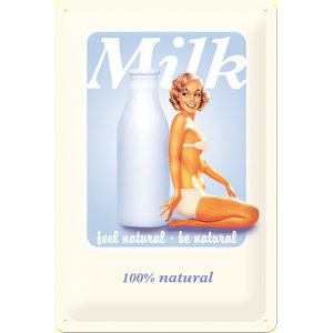 Nostalgic Art Plechová ceduľa: Milk - 20x30 cm