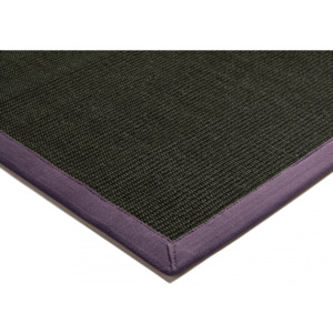 Lemovaný Sisal koberec 120x180cm - čierna s fialová - lemovaná