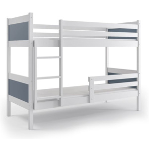 Poschodová posteľ BALI + matrac + rošt ZADARMO, 190x80 cm, biely/grafit