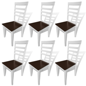 Hnedo biele kuchynské stoličky z masívu, 6 ks