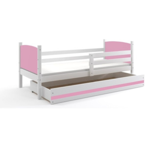 Detská posteľ so zábranou BOBÍK 1, 80x190, biela/ružová