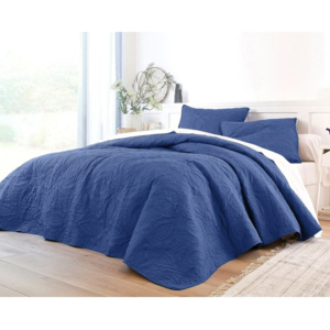 Blancheporte Prikrývka na posteľ, štýl boutis Kašmír modrá obliečka na vankúš 65x65cm