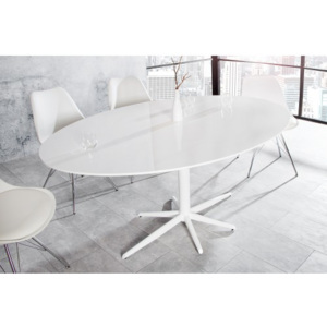 Jedálenský stôl 37376 Ovál 170x110cm Biely Vysoký lesk-Komfort-nábytok