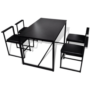 5-dielna súprava jedálenského stola a stoličiek, čierna