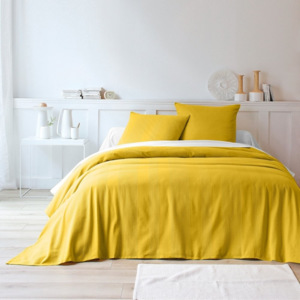 Blancheporte Prikrývka na posteľ horčicová obliečka na vank. 65x65cm