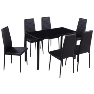 242271 Kuchynský set - 6 čiernych stoličiek a 1 stôl s moderným dizajnom