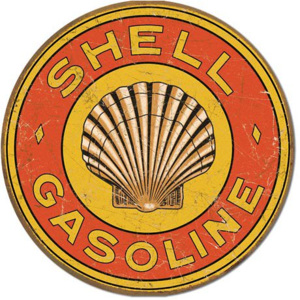 Plechová ceduľa: Shell Gasoline - 30x30 cm