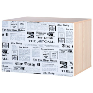 Závesná skriňka s potiskom ONE News, biela/jaseň, 50x50x35 cm