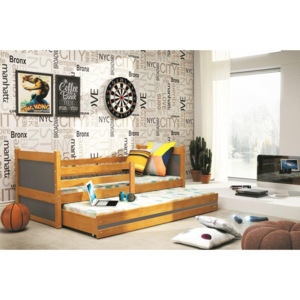 Detská posteľ s prístilkou FIONA 2, 80x190 cm, jelša/grafit