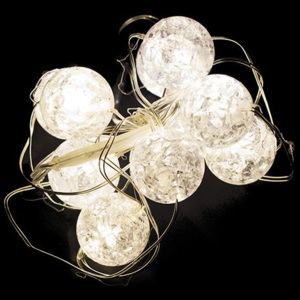 Vianočné dekoratívne osvetlenie – krištáľové guľôčky - 10 LED