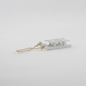 Vianočné dekorácie závesné sane biele 9x2x3,5cm