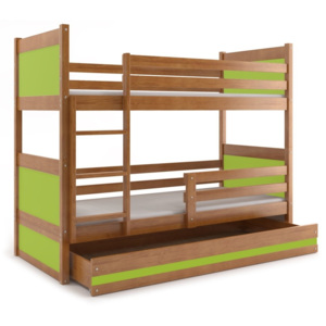 Poschodová posteľ RICO 2 - 190x80 - Jelša - Zelený