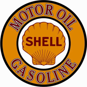 Plechová ceduľa: Shell (Motoroil Gasoline) - 30x30 cm
