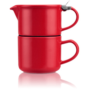 Forlife TeaForOne čajová kanvička so šálkou, červená