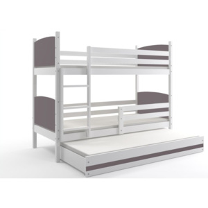 Poschodová posteľ s prístilkou BOBÍK 3, 80x160, biela/grafitová