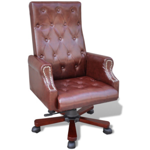 Hnedá kancelárska stolička nastaviteľná a otočná