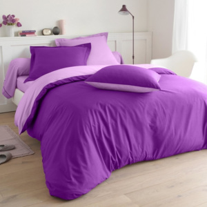 Blancheporte Dvojfarebná posteľná bielizeň, bavlna zn. Colombine purpurová/levanduľová obliečka na vank. 63x63cm