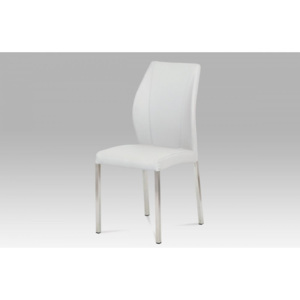 Jedálenská stolička HC-381 WT1 koženka biela / brúsený nerez Autronic