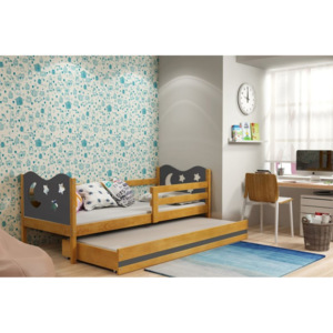 Detská posteľ KAMIL 2 + matrac + rošt ZADARMO, 90x200, jelša/grafitová
