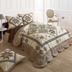 Blancheporte Prikrývka na posteľ patchwork hnedosivá 180x220cm
