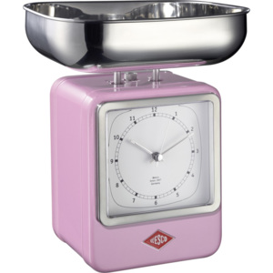 Wesco Kuchynské váhy s hodinami, ružové
