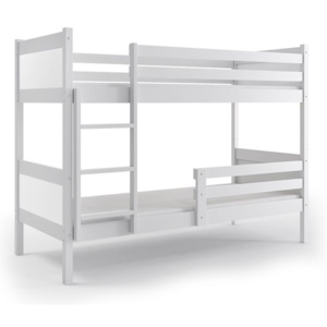 Poschodová posteľ BALI + matrac + rošt ZADARMO, 190x80 cm, biely/biely