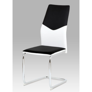 Jedálenská stolička AC-1610 BK koženka čierna + biela / chróm Autronic