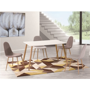 TEMPO KONDELA Jedálenský stôl, biely matný/vzor drevo, KUMAR