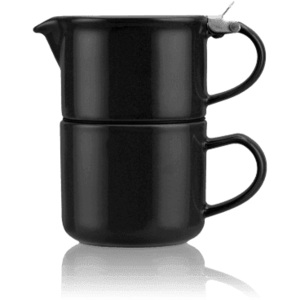 Forlife TeaForOne čajová kanvička so šálkou, čierna