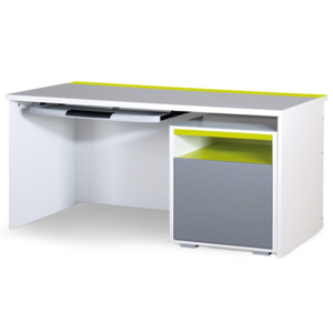 Detský písací stôl RENO Lime, biela/limetka/šedá, 78x111x60 cm